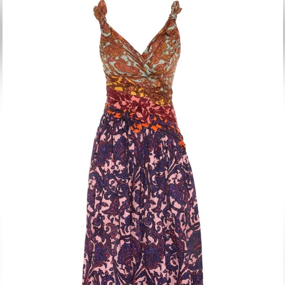 NWT Zimmerman spliced paisley tiggy bow midi dress size 4 - Picture 6 of 7